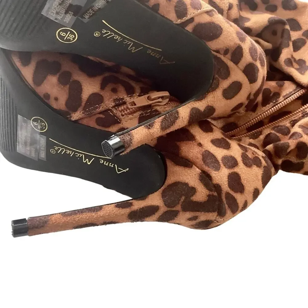 NWOT Anne Michelle Thigh High Peep Toe Stilettos